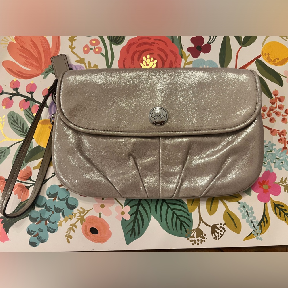 Coach Silver Wristlet - only used 1 time!